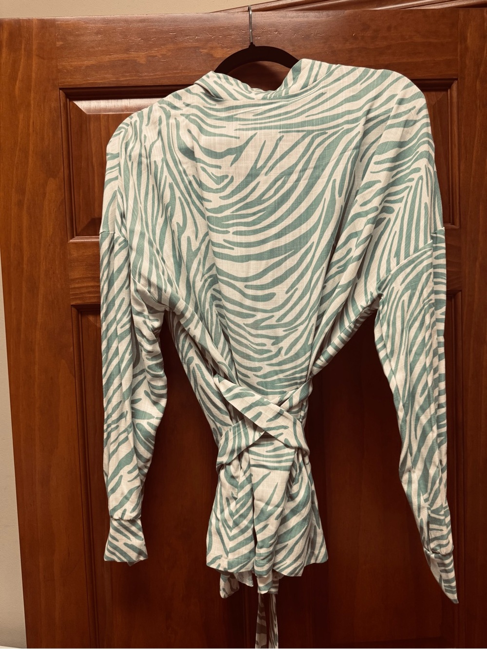 Something by Sonjia Light Green Zebra-Print Wrap Top and matching shorts - Picture 7 of 13
